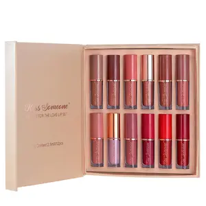 12-Color Matte Liquid Lipstick Set, High-Pigment Long-Lasting Waterproof, Quick-Dry Non-Drying, Sexy Glamorous Lip for Work Date Party Daily – Perfect Gift Box Tint Mini jelly