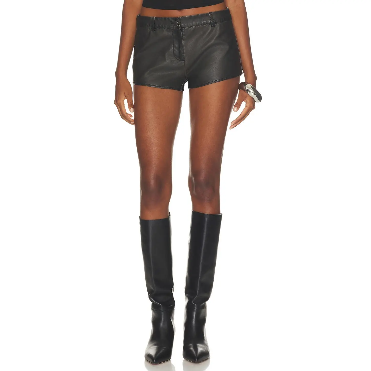 superdown Attaya Faux Leather Micro Short in Black