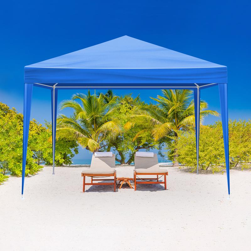 Gazebo Waterproof Outdoor Canopy 10'x10' Patio Tent for Wedding BBQ Cater Blue Easy Assembly Spacious Versatile High Quality Iron Tube PE Cloth