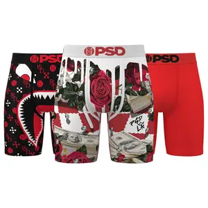 PSD Mens Rosa Red Boxer Brief 3 Pack - Standard Length 7 Inch Inseam, Soft and Breathable Poly Blend Fabric PSD Mens Rosa Red Boxer Brief 3 Pack - Standard Length 7 Inch Inseam, Soft and Breathable Poly Blend Fabric