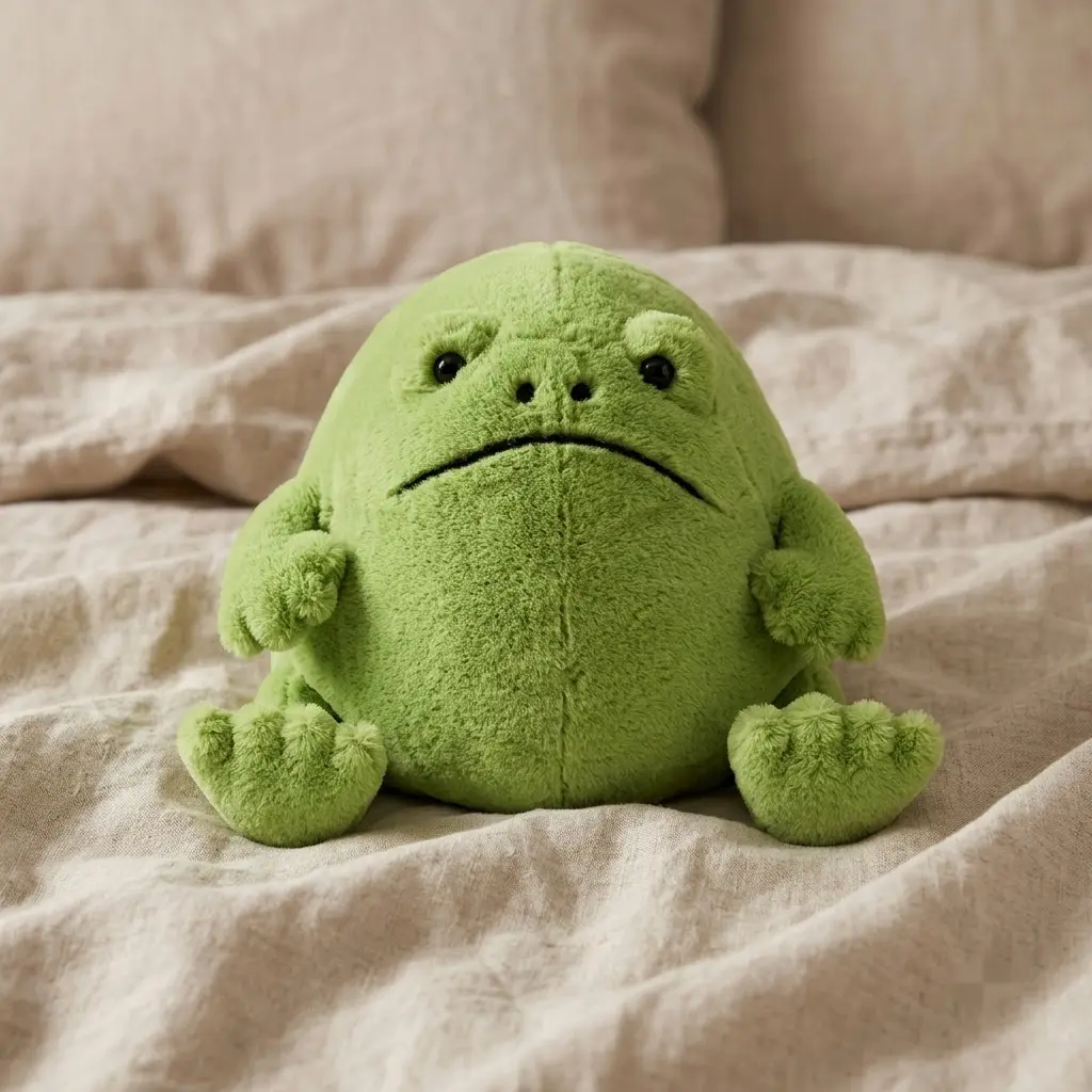 Jellycat Ricky Rain Frog – Grumpy Green Frog with Soft Squishy Feel, Quirky Gift for Frog Lovers & Collectors