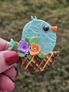 Handcrafted Nesting Bird Magnets:  Sweet Decor for Your Fridge!  Whimsical Bird Nest Magnets!  Unique Gifts for Nature Enthusiasts!