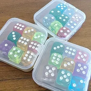 9pcs 14mm dice, packaged in a transparent box, with randomly mixed dice colors, gaming gift