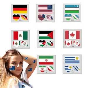 48pcs World Cup Soccer Temporary Tattoos, Waterproof Flag Face Stickers for Fans, Game Day Watch Party Decorations Sports Festival Accessories National Pride Tattoos Set