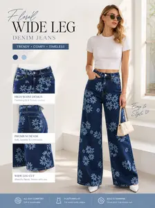 Cropped Jeans for Women - Relaxed Fit Wide Leg Denim Pants, Casual Mid Rise Summer Streetwear new year tailored trousers pink priscilla