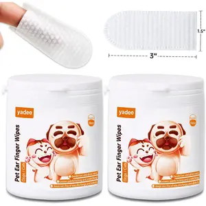 100Pcs Dog Ear Wipes Finger, Dog Ear Cleaner Wipes for Dogs and Cats, Pet Ear Wipes, Soft & Easy Otic Cleaning Pads, Remove Wax, Dirt & Stop Smelly, Itchy, Non-Irritating
