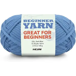 60g Dark Blue Yarn for Crocheting and Knitting;66m (72yds) Cotton Yarn for Beginners with Easy-to-See Stitches;Worsted-Weight Medium #4;Cotton-Nylon Blend Yarn for Beginners Crochet Kit Making