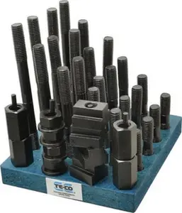 TE-CO 38 Piece, 5/8-11 Stud, 13/16" T Slot, T Nut & Stud Kit 1-1/4" T-Slot Nut Width, 3, 4, 5, 6, 7, 8" Stud Lengths 20610