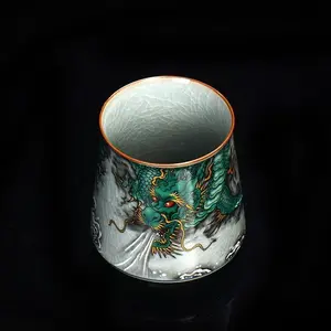 A29. Jingdezhen Old Pottery Clay Dragon Mug — Large Master Cup for Gongfu Tea, for Personal Use