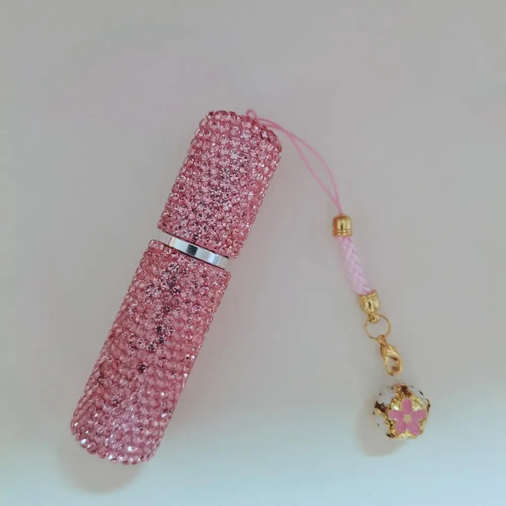 5ML Rhinestone Decorated Perfume Spray Bottle, Portable Travel Press Sprayer, Refillable Glass Sample Bottle, Perfect Gift, Makeup Container, Perfume Dispenser