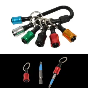 6 Pcs 1/4 Bit Holder Keychain, 1/4 inch Hex Shank Bit Holder, Quick Release Bit Holder For Nut Driver, Screwdriver & Drill Bits with Keychain Carabiner-MM1