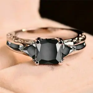 Fashion Ring Women Jewelry Black Cubic Zircon Wedding Ring Size 6-10 Cute And Cool Daily #Love Story