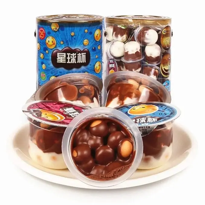 [26 cups]Planet Cup - Chocolate Sauce Biscuit Balls, Duvalin Mexican Candy,Cocoa Spread With Breadsticks,Sweet Biscuits In Milk Chocolate Cream, Nostalgic Snack Packs Cookie Cooky Convenience asian snacks,Christmas gifts