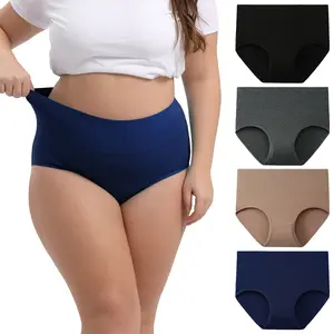INNERSY Women's Plus Size XL-5XL High Waisted Cotton Underwear 4-Pack, Soft & Comfortable Full Coverage Briefs, Breathable Stretchy Fabric for Everyday Wear & All-Day Comfort