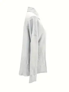 Women's Casual Button-Up Shirt with Chest Pockets & Rolled Cuff Sleeves - Lightweight 110gsm Polyester, Machine Washable, Spring Summer Fall Versatile Top