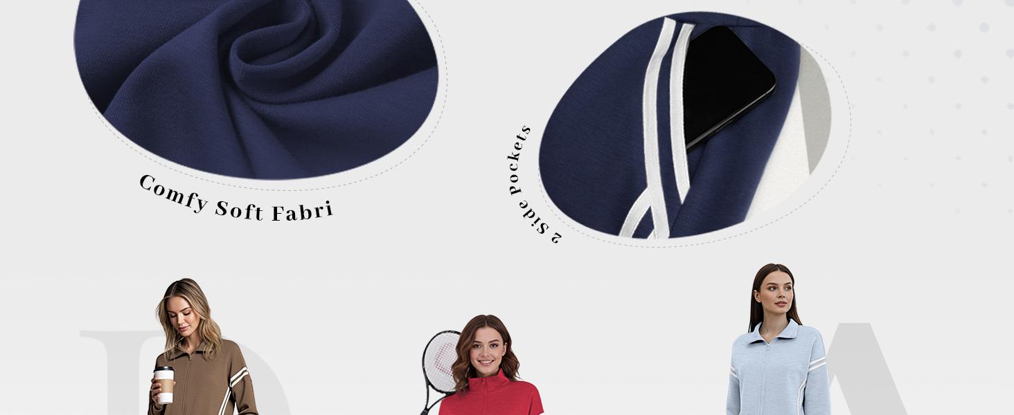 Casly Lamiit Women's 2 Piece Outfits Zip Up Sweatshirt Contrast Striped Wide Leg Sweatpants Suits Jogger Travel Matching Set Womenswear Long Sleeve Casual Clothes