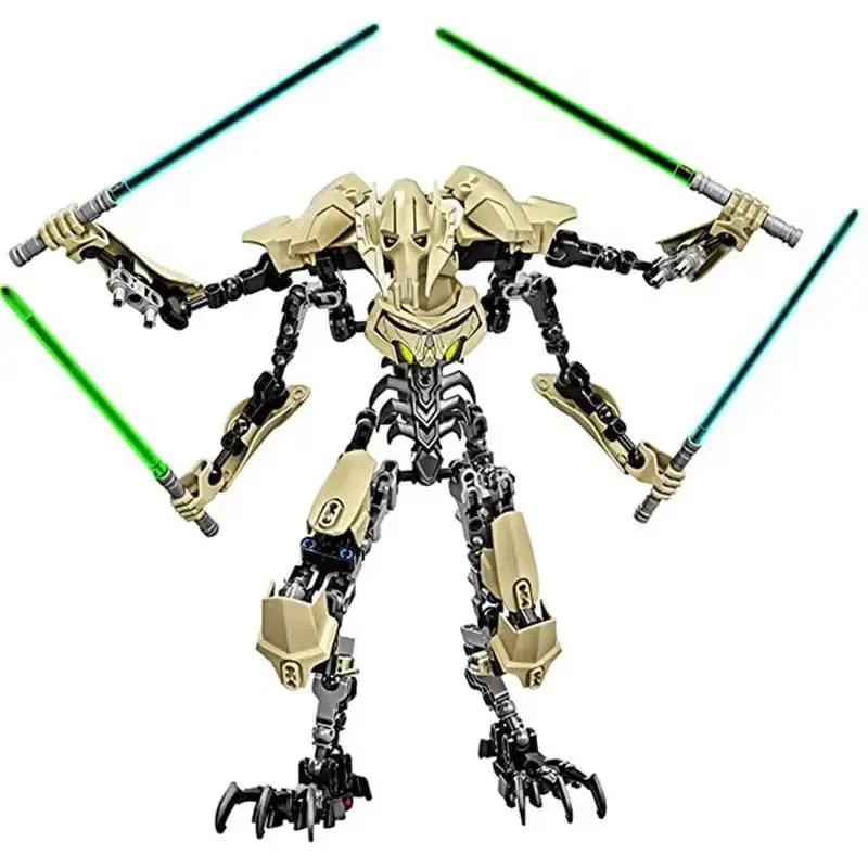 32cm Hot Ksz714 Star Toy Anime Grievous Figure Building Blocks Build Kit - Collectible Mecha Model Kits with Lightsaber Hilt, Combat-Themed Gift for Toy Enthusiasts