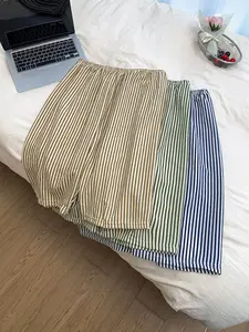 3-Pack Women's 7/8 Pants, Bubble Texture Striped Plaid Plus Size Printed Summer Sleepwear, Loose Fit Casual Home Wear, Thin Lightweight