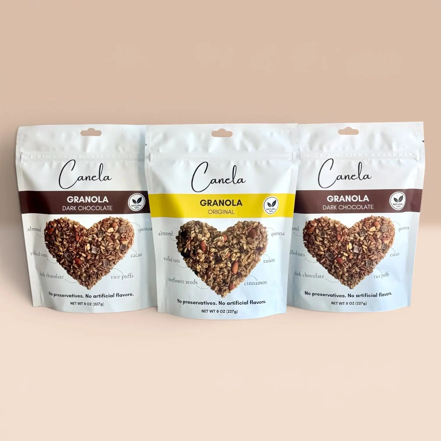 3-Pack Granola Combo: 2 Dark Chocolate + 1 Original | Natural, Artisan & Crunchy | healthy | organic