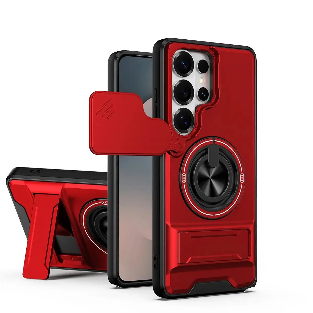 HAY Polycarbonate Smartphone Case with Lens Protection Ring Holder, Full Access Multi-Model Cover for Samsung Galaxy S26-S25-S24-S23-S22-S21/Note20 Ultra Plus FE/A14-A15-A16-A35-A36 (Link No.121)