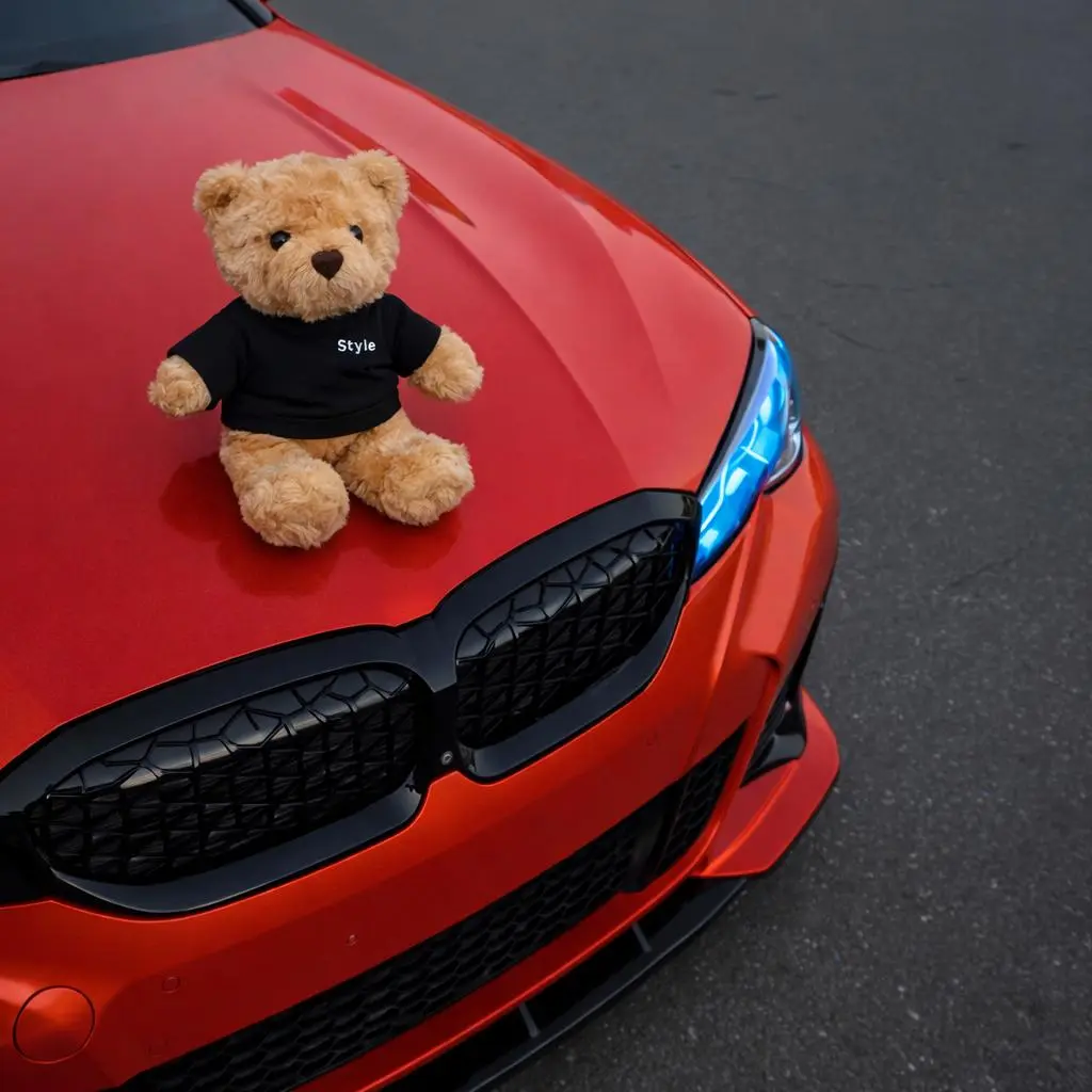 Cute Bear Dashboard Collectible Car Accessory – Soft Bear with Shirt Car Interior Decoration, Gift for All Vehicle Steering Car Ornaments
