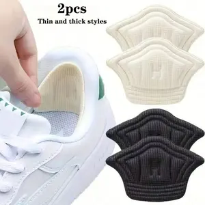 2pcs Sports Shoe Heel Pads, Unisex Wear-Resistant Adhesive Heel Protectors, Adjustable Comfortable Fabric, Thickness 0.19 Inch/0.39 Inch, Shoe Insole
