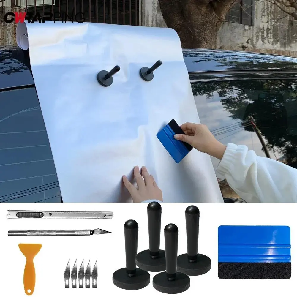 Car Sticker Tools 12/9pcs Vinyl Auto Tuning Tool Kit Felt Squeegee Knife Vinyl Wrap Magnet Holders Carving Knife Car Accessories