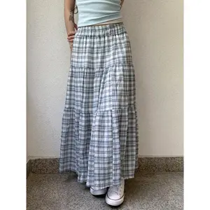 Women's Gingham Print Skirt, Casual Fashion Skirt for Daily Wear, Ladies Bottoms for Summer, Street Fashion Skirt