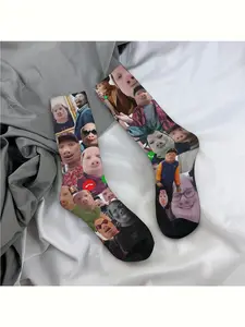 1 Pair Hip Hop Vintage john pork is calling Crazy Men's compression Socks Unisex Harajuku Pattern Printed Funny Novelty Happy Crew Sock Unisex Design All Seasons