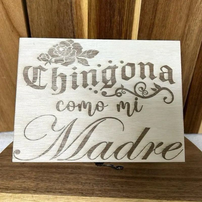 Wooden Chingona Como Mi Madre Engraved Graphic Shot Glass Set with Wooden Box, Durable Customizable Name Drinkware for Home Bar, Stylish Kitchenware
