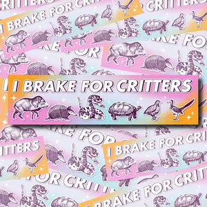 Brake For Critters Bumper Sticker, Possum Lover, Animal Lover