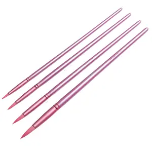 4/6Pcs Watercolor Paint Brushes Pointed Tip Paint Brushes Set Nylon Hair Wooden Handle Paint Brush Long Handle Flat Head Watercolor Brush for Acrylic Gouache Oil