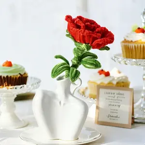 Artificial Rose Snowy Stem Fake Flower DIY Craft Stick Valentine's Day Gift Home Decor Vase Filler, 1 Piece