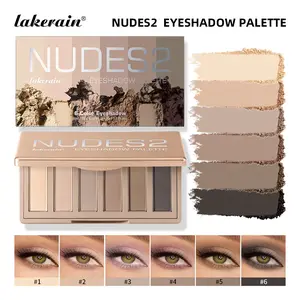 lakerain 6-Color Nude Eyeshadow Palette, Highlighter Cream Eyeshadow, Smooth & Blendable Formula, Matte Glitter Eyeshadow Palette, Matte Shimmer Eyeshadow, with Mirror Portable, Oily-Lid Friendly, Cosmetic Gift for Women & Girls