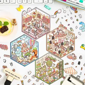 9 dream hut scene stickers 3D landscaping stickers, 1 type 4 3D three-dimensional stickers DIY handbook stickers stickers