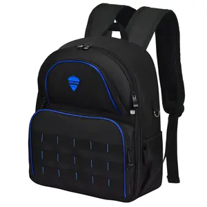 Tool Bag backpack, Multi-Pockets Heavy Duty Roll Up Tool Organizer for Dad Tool Pouches Portable Tool Storage Box with 2 Zipper Small Tool Bag Carrier Bag