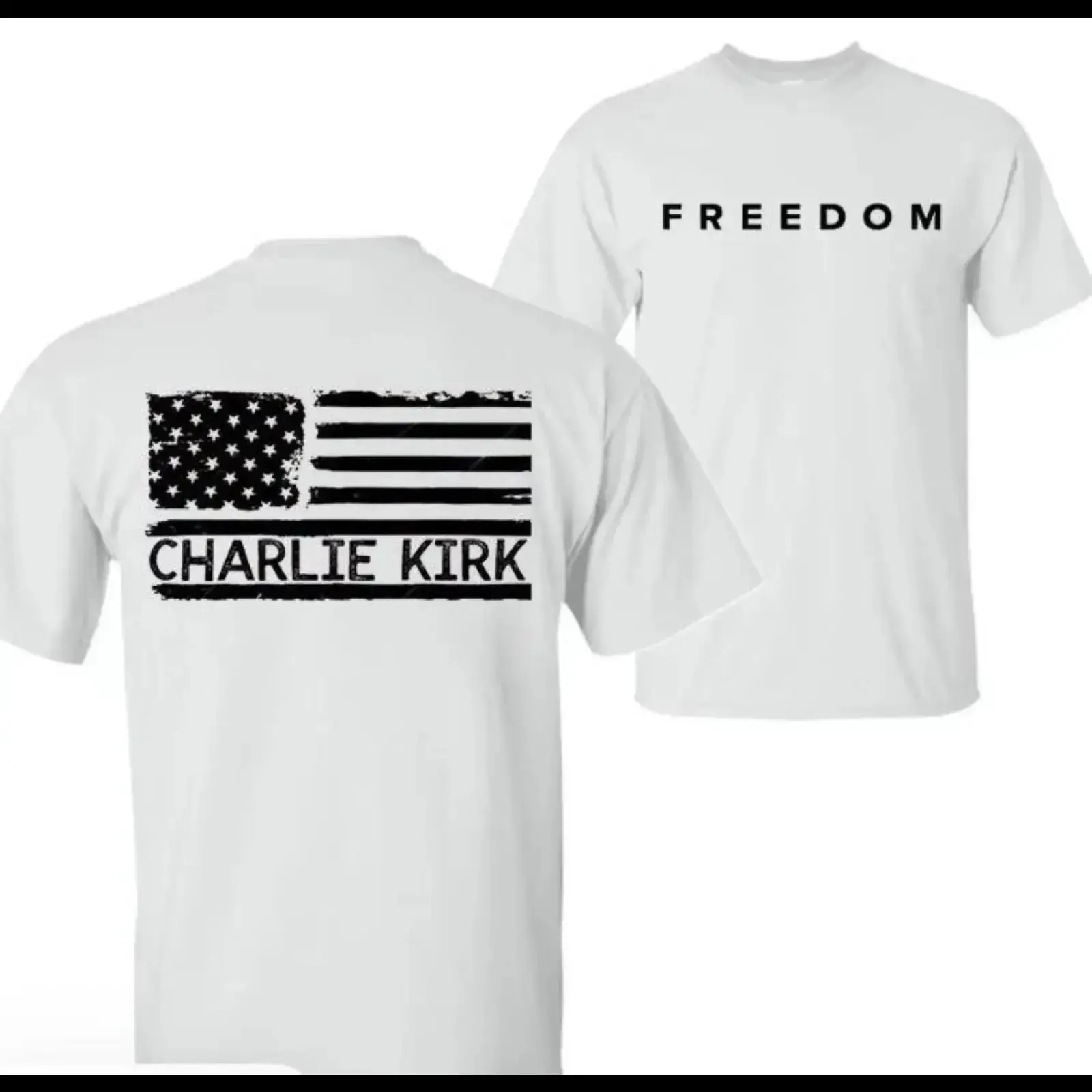 Charlie Kirk Tee - Freedom Classic Cotton Shirt 100% Premium Material Regular Fit Casual & Formal Wear Comfortable Breathable Design