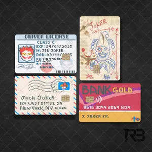 Pixel Funny Clown Gold J Joker Jr. Sticker Cover for Debit Card or Credit Card