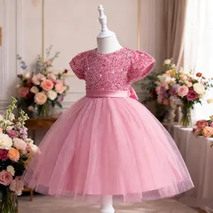 5316 2-8 Years Princess Dress Kids Girl Fancy Wedding Dress Sequins Party Birthday Dress Girl Dresses Children Princess Dress
