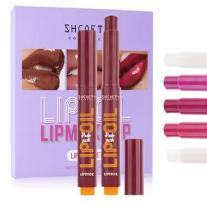 6pcs Press Type Lipstick Set Soft Matte Press Type Lipstick Mirror Gloss Solid Lipstick Color Rendering Moisturizing Lip Gloss