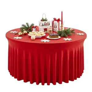 2 Pack Valentine's Day Round Spandex Tablecloths 4/5/6FT – Stretch Fitted Elastic Table Covers for Holiday Party Winter Celebration Festive Home Decor