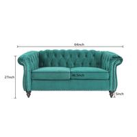 Green Velvet 2 Seater Tufted Sofa