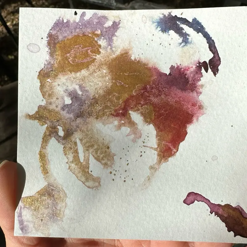 Mini Abstract Ink Art - Original Hand-Painted Collectible 4"x4" Unique Design for Home Decor