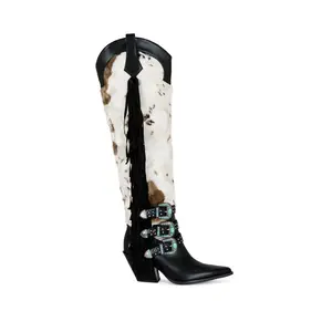 GWAYNE-BLACKMULTI COW PRINT WESTERN BOOT