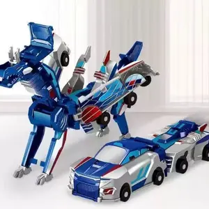 G58Silver Wing Dragon Transforming Car Toy, Collision Deformation Flying Dragon Pegasus Vehicle, 2-in-1 Dinosaur Robot Action Figure for Kids Boys Girls