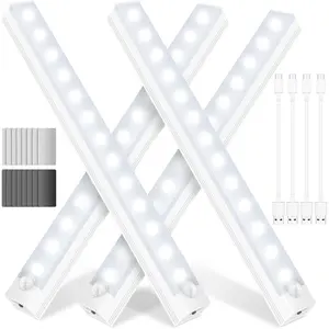 Under Cabinet Lights - Motion Sensor Light Indoor for Pantry, Closet, Kitchen, Bathroom -  Operated  Cabinet Lighting with Auto Off-4 Pack (White Light)