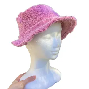 Handmade Reworked Terrycloth Bucket Hat- Pink