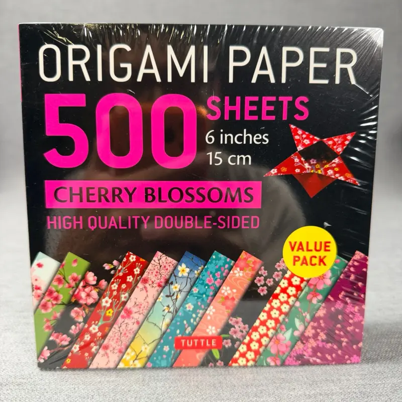 Origami Paper: Cherry Blossoms 500 Sheets 6" High Quality Double-Sided with Solid Color on the Back, With Folding Instructions for 4 Projects