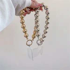 Electroplating Bead Lanyard Phone Lanyard Short Hand-beaded Electroplating Bead Pendant Anti-lost Phone Universal Lanyard