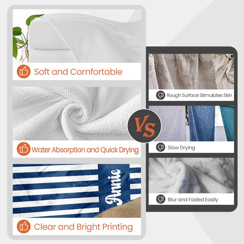 Personalized Classic Striped Beach Towel, Custom Name Summer Pool Towel for Girls